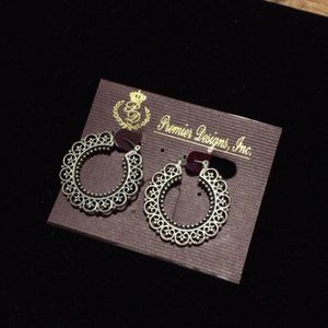 Addison hoop earrings silver antique matte 2" diameter New never worn